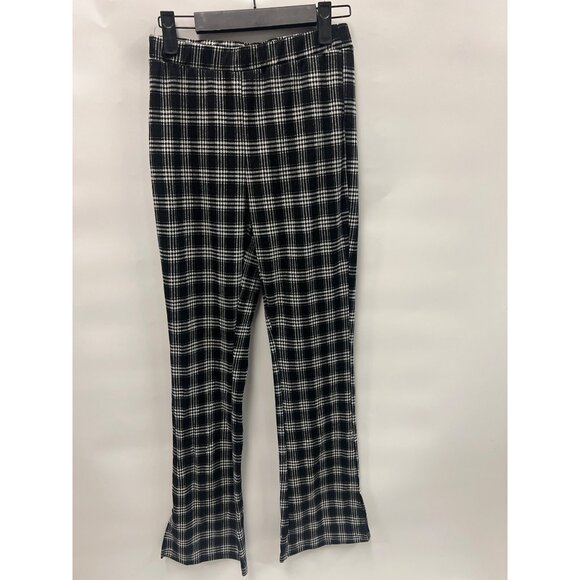 Shein Womens Tall Black & White Plaid Flared Pants Size‎ S - Picture 2 of 6